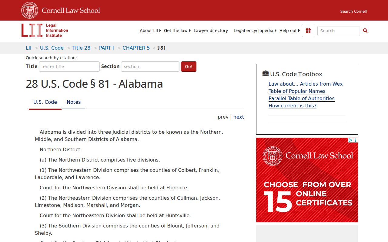 Talladega County court records federal district statute