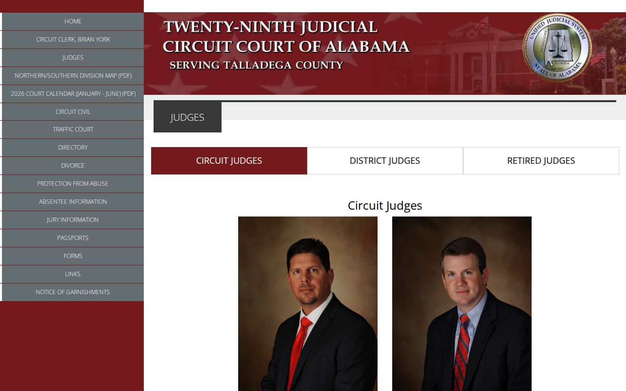 Talladega County Circuit Court and District Court judges