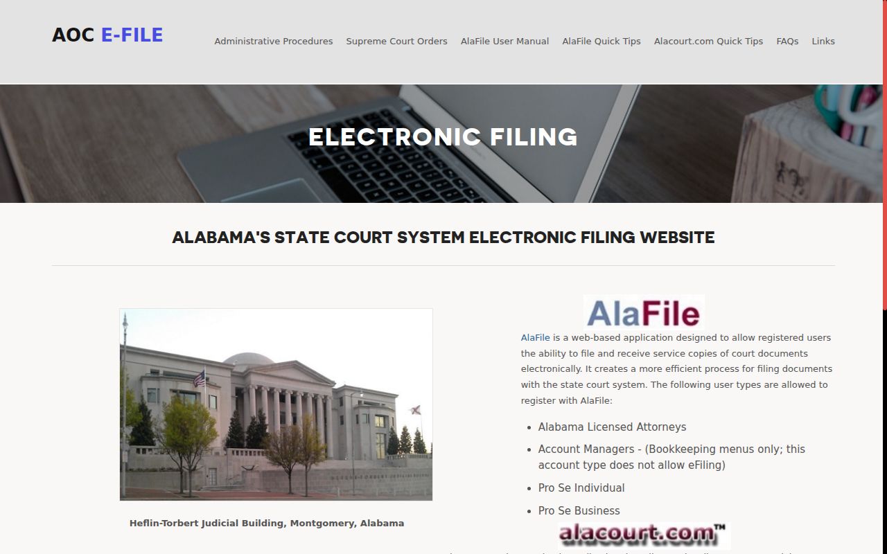 Talladega County Court Alabama e-filing systems