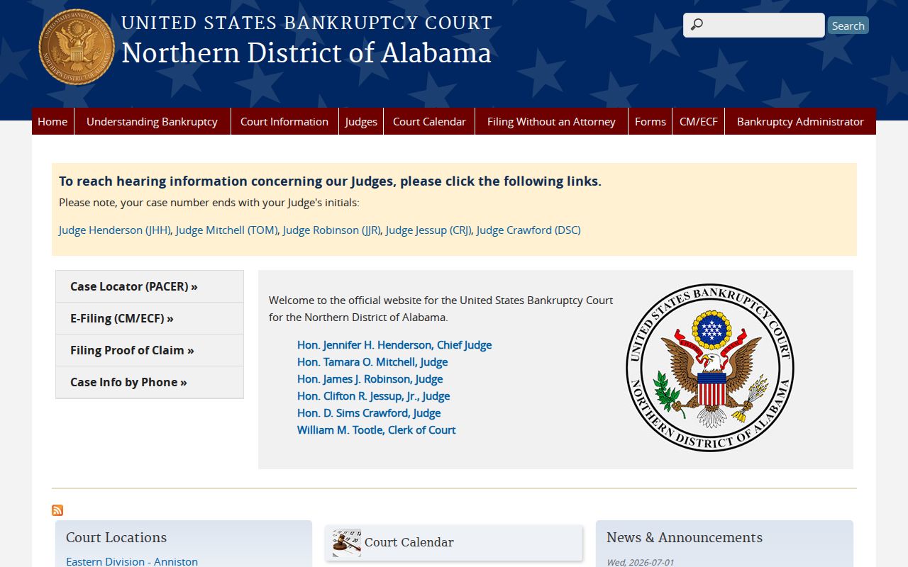 Talladega County Court bankruptcy records