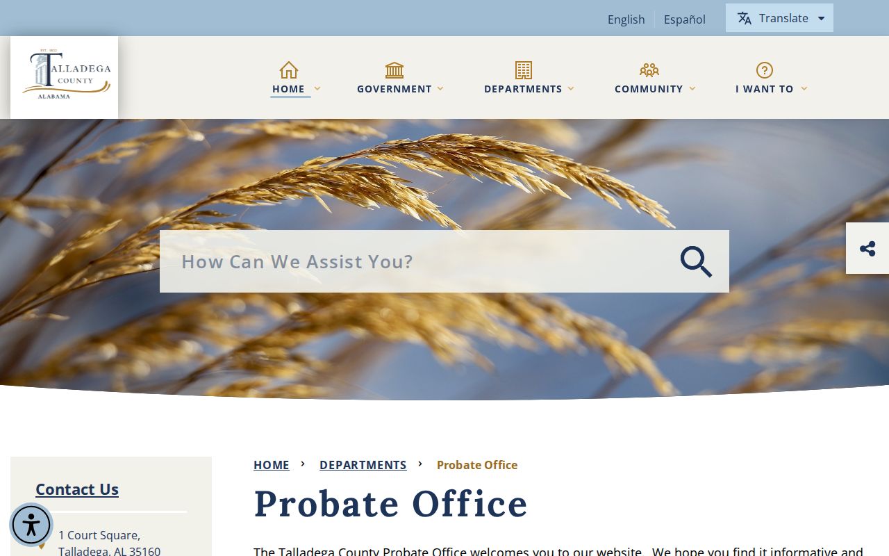 Talladega County Court probate records office