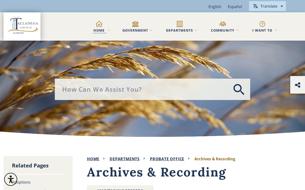 Talladega County Probate Court recording and land records
