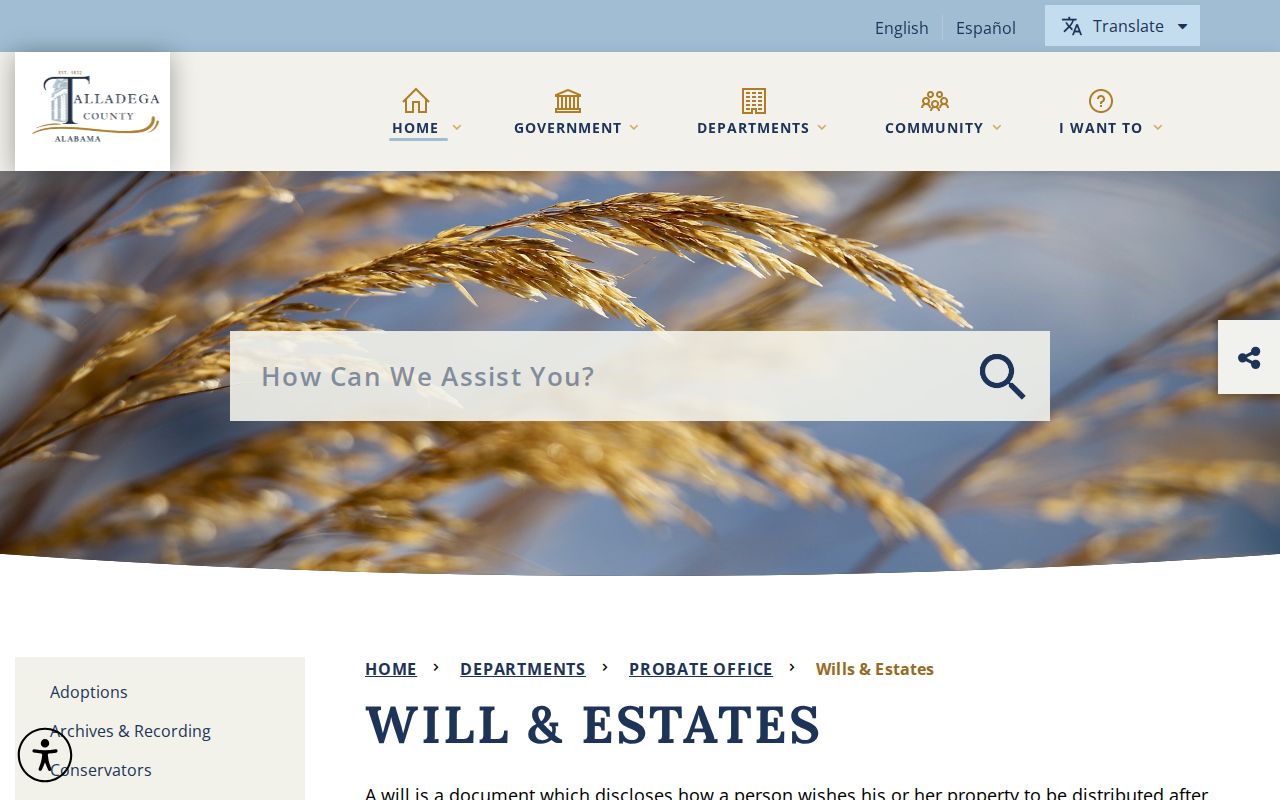 Talladega County Probate Court records wills and estates