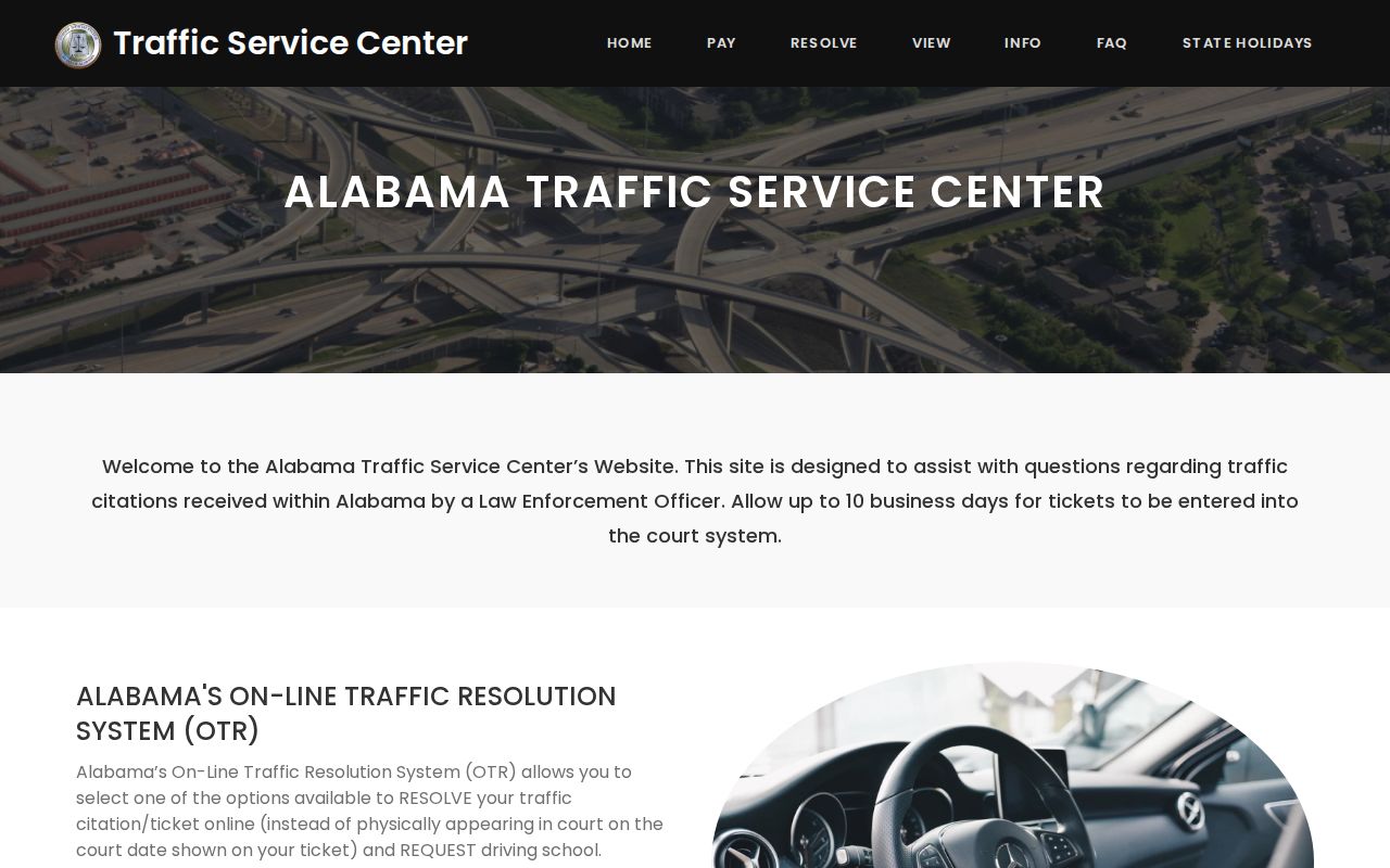 Talladega County traffic court records Alabama Traffic Service Center