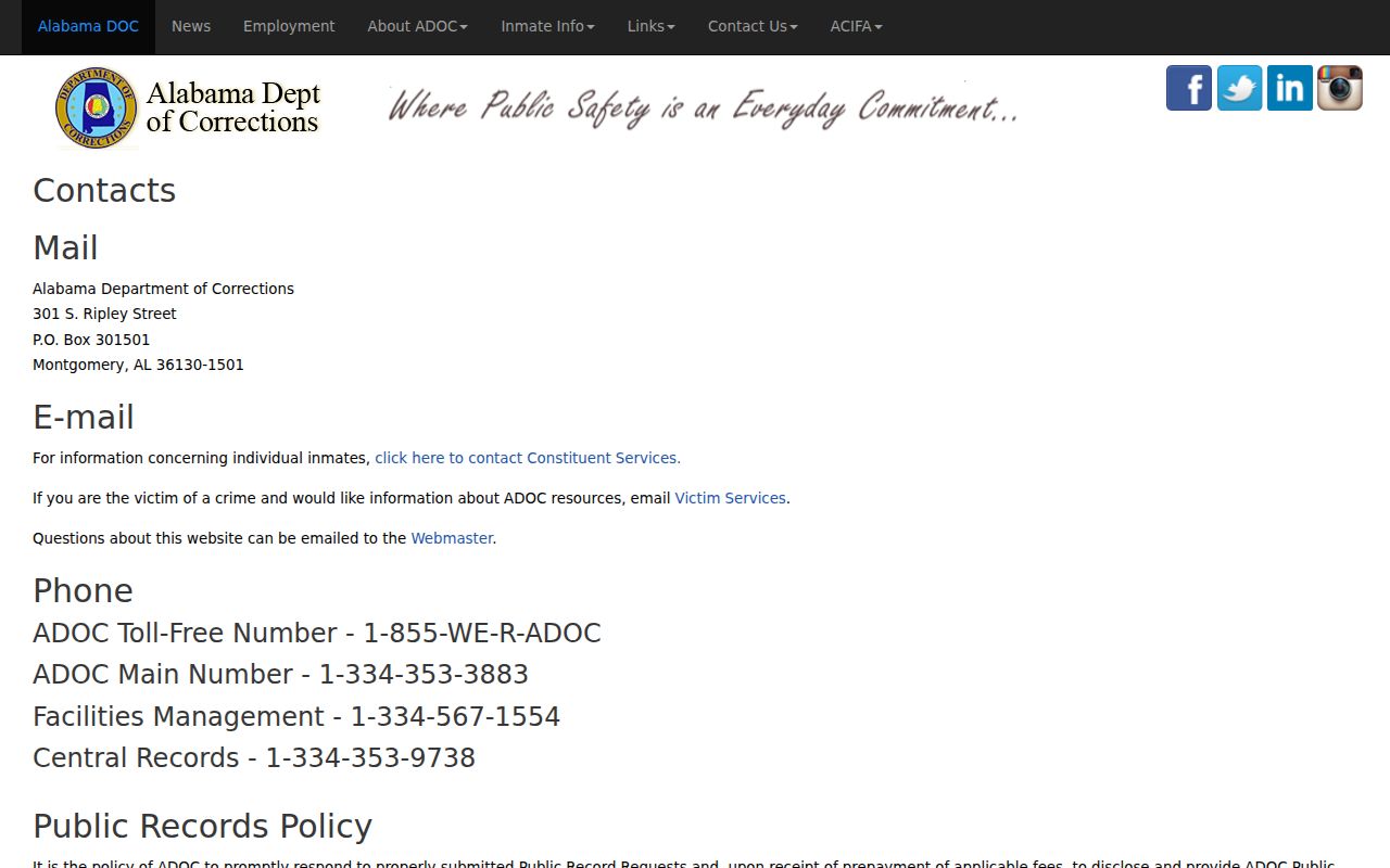 Talladega County warrant search ADOC records fallback