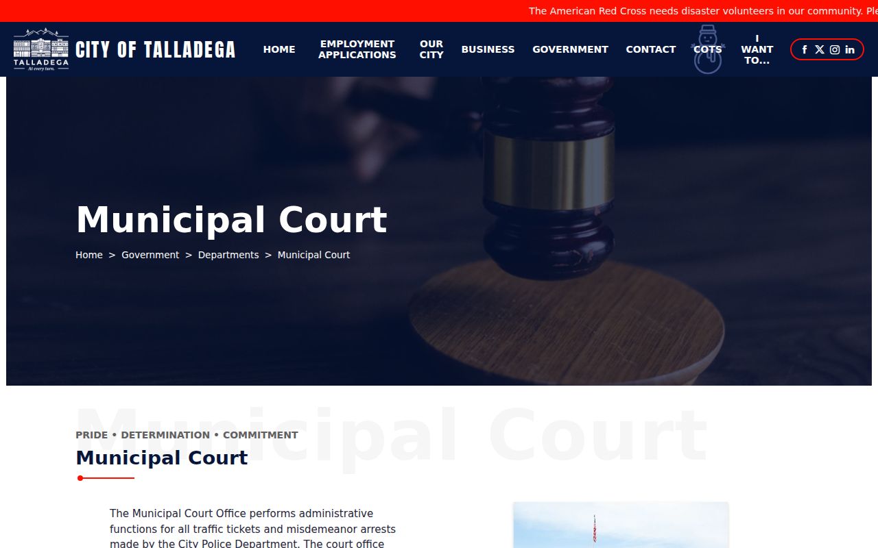 Talladega County warrant search Municipal Court process